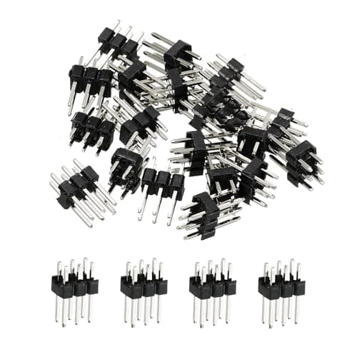 Image of TA-VIGOR Straight Pin Header DIP Double Row 3 Pin, 2.54mm Pitch PCB Connector, Header Pins for Through Hole Soldering, Black Insulator, Pack of 20
