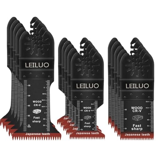 Image of LEILUO 15PCS Oscillating Multitool Blade Set Japanese Teeth CRV Blades for Fast & Clean Wood Cutting Extra-Long Multi Tool Accessories Compatible with DeWalt Makita and More