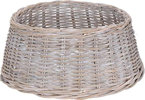 Image of Christmas Tree Wicker Skirt, Woven Wicker & White Wash