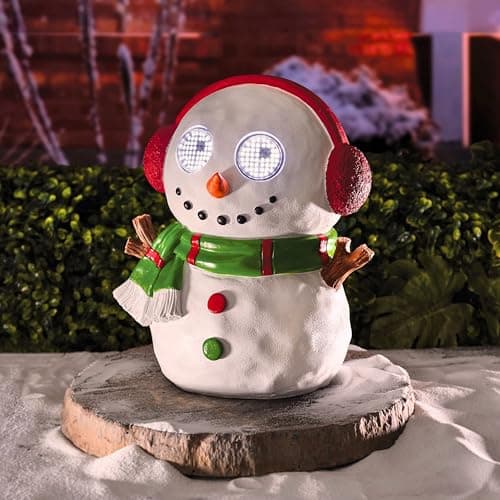 Image of Garden Mile Light Up Snowman Christmas Outdoor Decorations - Blinking LED Snowman Figure for Garden Pathway and Porch Display - Waterproof Hand Painted Polyresin Winter Xmas Ornament with Timer