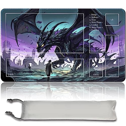 Image of Board Game MTG Playmat + Free Waterproof Bag, Stitched Edges, Smooth Rubber Surface, MTG PlayMat with Zones (An Original ANCESTRAL MASK Playmat) (MTG (3))
