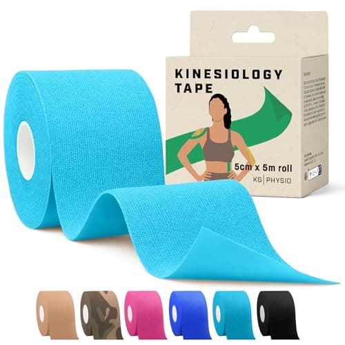 Image of Kinesiology Tape 5m Roll - Sports and Medical Tape for Joint and Muscle Support, Multipurpose KT Tape, Body Tape, Knee Tape, Boob Tape, Physio Tape, Sports Tape, Trans Tape, Athletic Tape - Light Blue