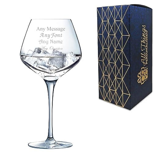 Image of Personalised Engraved Crystal Gin Glass, Sublym Gin Glass, 600ml or 21oz, Gift Boxed, Lead Free, Customise with Any Message, Engraved in The UK