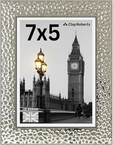 Image of Picture Frame 7 x 5, Silver, Freestanding and Wall Mountable, 13 x 18 cm, 7x5 Picture Frames, Silver 5x7 Photo Frames, 7x5 Photo Collage Gallery Display