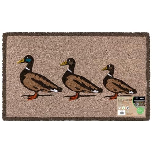 Image of JVL Eco-Friendly Latex Backed Coir Entrance Doormat, 45x75cm - Ducks