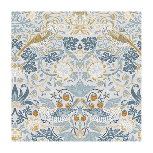 Image of William Morris at Home Strawberry Thief Soft Blue Wallpaper | Paste the Wall | Blue Bird | Eco-Friendly