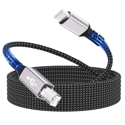 Image of USB C Printer Cable,USB B To USB C Printer Cable,2m USB C To USB B Printer Cable,Nylon Braided USB C Midi Cable,Compatible With Macbook Pro/Air,imac,Matebook,Dell XPS,HP,Epson,Canon,Brother,Lexmark