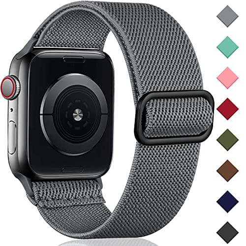 Image of Oielai Solo Loop Straps Compatible with Apple Watch Strap 38mm 40mm 41mm 42mm, Adjustable Stretch Nylon Sport Replacement Band for iWatch Series 11 10 9 8 7 6 5 4 3 2 1 SE, Grey