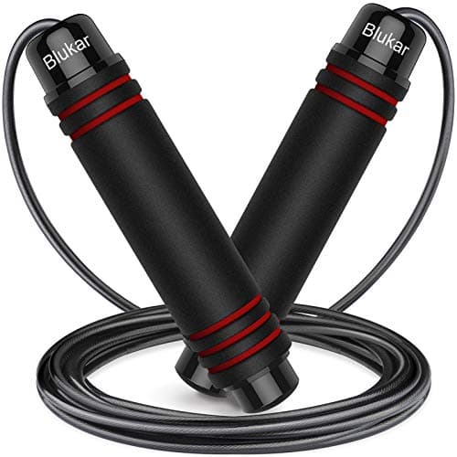 Image of Blukar Skipping Rope, Speed Jump Rope Tangle-free Adjustable Cord with Rapid Ball Bearings & Soft Foam Handle for Fitness Workouts Fat Burning Exercises Boxing - Spare Cord Length Adjuster Included