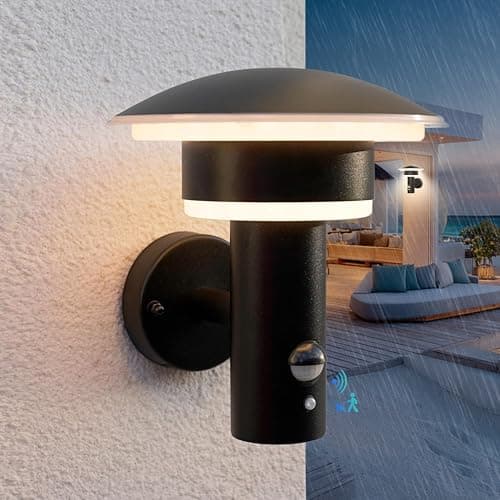 Image of NBHANYUAN Lighting 4 Modes Outdoor LED Wall Light with Motion Sensor,SUS316 Stainless Steel Outside Lights Mains Powered PIR Weatherproof 3000K Warm White Light for Front Door,Porch IP54 1000LM