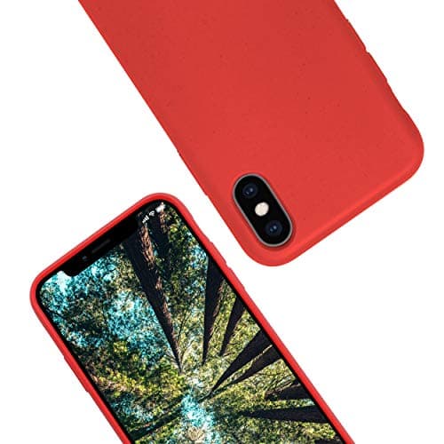 Image of eplanita Eco Mobile Phone Case Compatible with iPhone XS Max, Plant Fibre, Drop Protection Cover, Durable and Sustainable (for iPhone XS Max, Red)