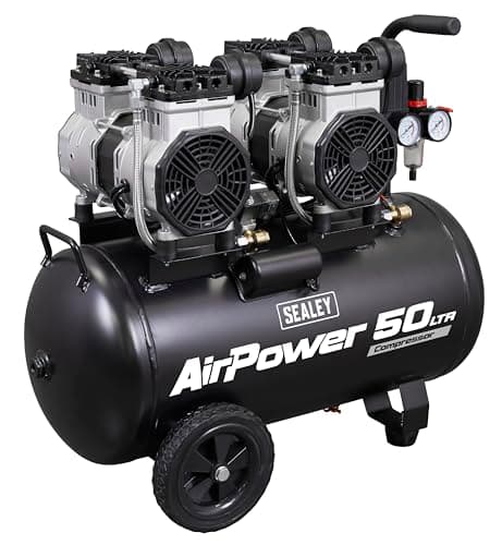 Image of Sealey Oil Free Low Noise Direct Drive Air Compressor, 50L, 2 x 2hp, 19.7cfm, 116psi, 3kW - SAC5001S