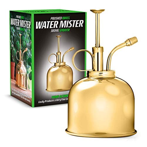 Image of CKB LTD Polished Solid Brass Water Mister 300ml Vintage Style Premium Classic Indoor Sprayer Bottle Decorative Metal Plant Mister with Top Pump Watering Pumpkin For Air Plants, Orchids & More