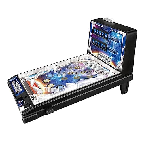Image of Electronic Pinball Game Machine with Lights, Sounds, Automatic Scoreboard - Tabletop Plug-In Fun for Kids