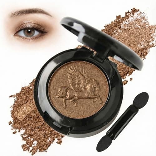 Image of 3D Pegasus Gold Bronze Eyeshadow, Metallic Shimmer Single - Waterproof Baked Powder Formula, High Pigment Multi-Use Highlighter & Glow Makeup (Pegasus Bronze Shimmer)
