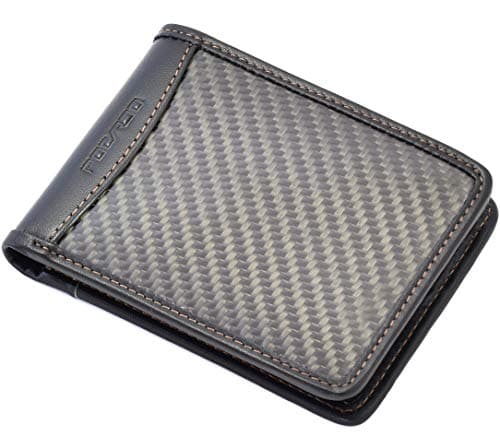 Image of POCARDO Premium Mens Wallet | Carbon Fibre & Black Leather | Compact Size 4 x 3.2 inches Exclusive (Extra Card Slots - w/o Coin Pocket)