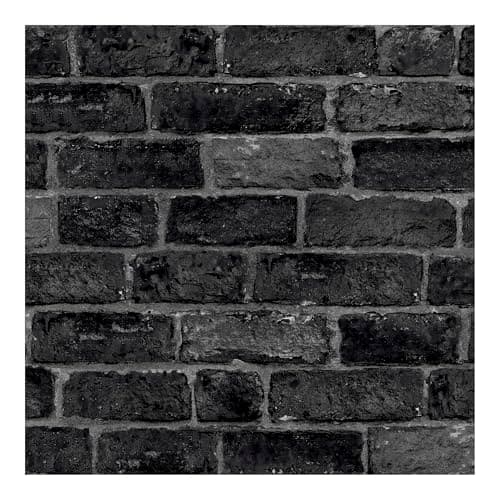 Image of Fresco House Brick Charcoal Wallpaper | Charcoal Brick Wallcovering | Eco-Friendly Wallpaper