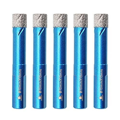 Image of Dry Diamond Core Drill Bit Set,BRSCHNITT 5pcs 10mm Diamond Hole Saw Core Drill Bit with Triangle Shank for Porcelain Tile Ceramic Stone Granite Marble