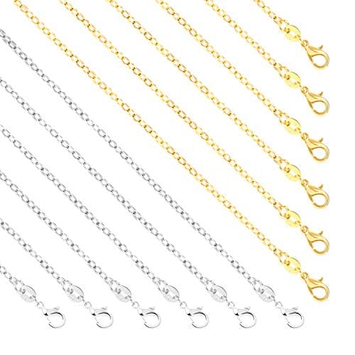 Image of 50 Pack Bulk Necklace Chains Cable Chain Necklace for DIY Jewellery Making, Silver and Gold 18 Inches