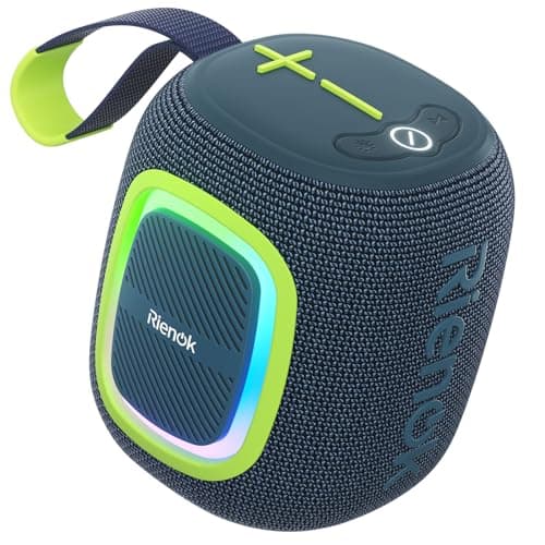 Image of RIENOK Bluetooth Speaker Wireless Portable Waterproof Speaker with Lights FM Radio 15-Hour Playtime Bluetooth 5.3 TF Card USB Playback Mini for Home Garden Party Camping Travel
