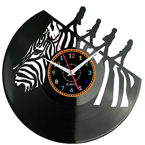 Image of EVEVO Beatles Inspired Wall Clock Vinyl Record – Retro British Band Silhouette Design, Handmade Art Clock, Unique Gift or Present for Music Lovers, Rock Fans & Vintage Home Decor W0001