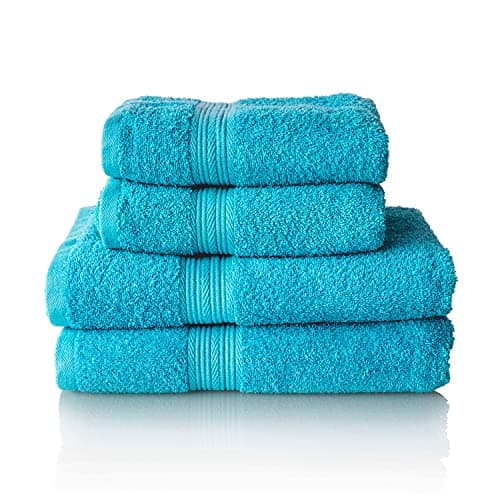 Image of Glart Premium Set of Terry Hand Towels, Range of Terry Towels in 6 Colours and 5 Sizes, Colour: Turquoise, 2X Bath Towels 70 X 140 cm and 2X Hand Towels 50 X 100 cm