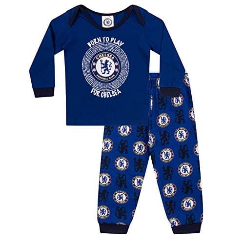 Image of Chelsea Official Football Gift Boys Kids Baby Pyjamas 0-3 Months Blue