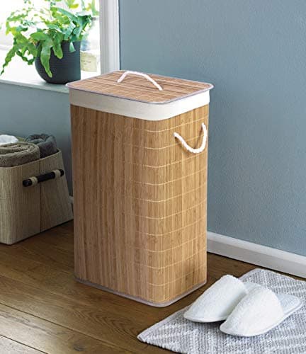 Image of COUNTRY CLUB 124024869 Bamboo Natural Eco-Friendly Hamper Laundry Basket with Lid, 40cmx30cmx60cm