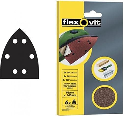 Image of Flexovit FLV26409 Detail Hook & Loop Sanding Sheets 95x145mm Fine 120G (Pack 6)