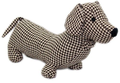 Image of Carousel Home and Gifts Herringbone Fabric Sausage Dog Doorstop 35Cm ~ Brown Dachshund Puppy Dog Door Stop
