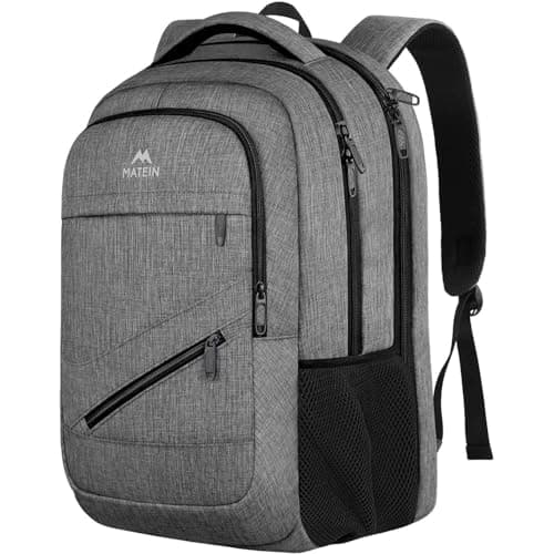 Image of MATEIN Laptop Backpack, 17 Inch College Backpack for High School, Large Travel Rucksack Water Resistant Laptop Bag Business Work, Anti Theft TSA Rucksack for Men Women, Grey