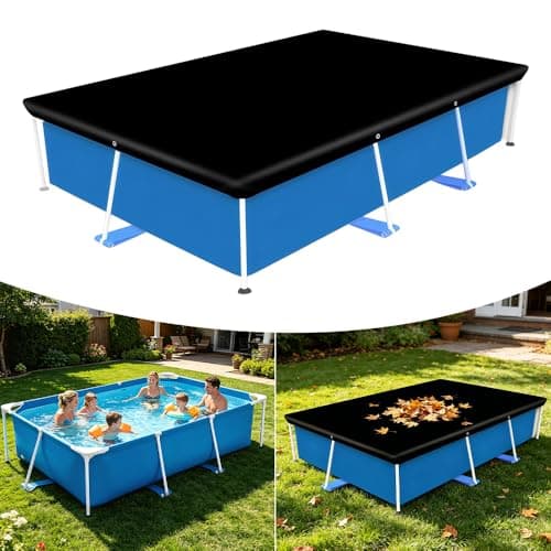 Image of LYPPUL Swimming Pool Cover for Rectangular, 221 x 150 cm Rectangular Pool Cover, Pool Cover for Above Ground Pools, Covers Rectangle Pool for Rectangular Frame Pool Dust Rainproof Durable