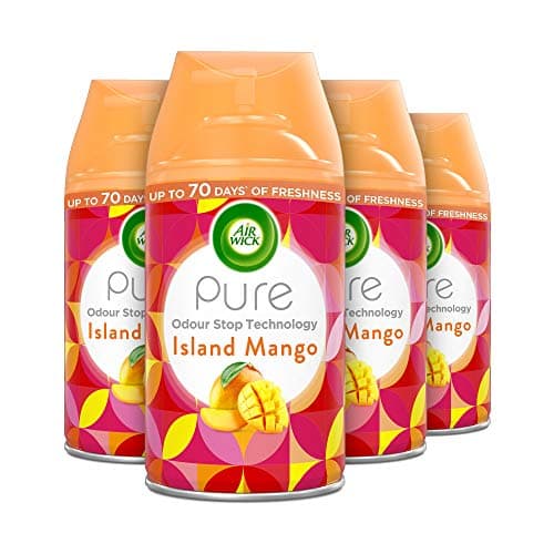 Image of Air Wick Automatic Air Freshener Freshmatic Spray Refills, Island Mango, Pack 4 x 250ml, Natural Essential Oils, Last up to 280 Days, Air freshener