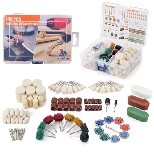 Image of 140 PCS Polishing Kit Compatible with Dremel Tools, Buffing Wheels Polishing Bits for Rotary Tool Accessories, 1/8 In Shank, 3Pcs Polishing Compound, Small Sanding Kit for Metal, Resin, Wood