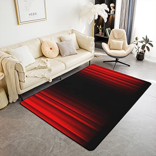 Image of Loussiesd Ombre Red Black Living Room Rugs Area Rug Geometric Stripe Accent Rug Set for Modern Art Indoor Floor Mat Non-slip Ombre Effects Abstract Art Non Slip Area Runner Rug 100 * 150cm