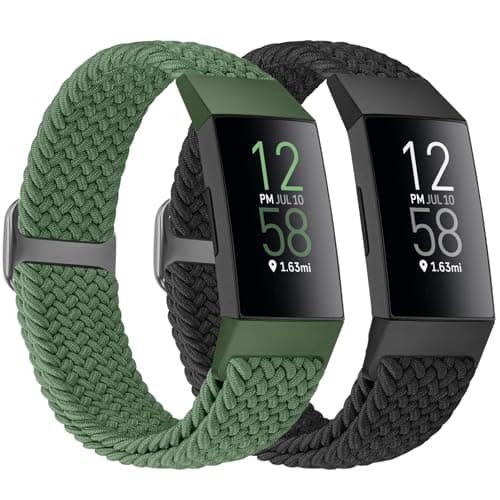 Image of Bcuckood Braided Watch Straps Compatible with Fitbit Charge 4/Charge 3/Charge 3 SE, Adjustable Stretchy Nylon Solo Loop Woven Replacement Wristbands for Fitbit Charge 4/Charge 3 for Women Men