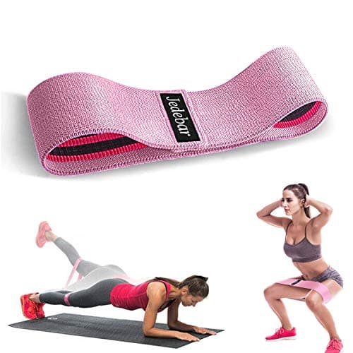 Image of Jedebar Resistance Bands Non-Slip Fabric Booty Bands, 3 Strengths Level Optional Fitness Loops for Glutes Hips Legs Yoga Pilates Exercise Physiotherapy and Recovery Workout (Pink-Medium Resistance)