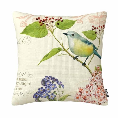 Image of GSRONY Bird Art Throw Pillow Covers Jacquard Bird On The Tree Cushion Pillow Case Home Decor Pillowcase 18x18 Inches