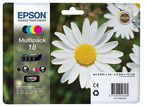 Image of Epson 18 Daisy Genuine Multipack, 4-colours Ink Cartridges, Claria Home Ink