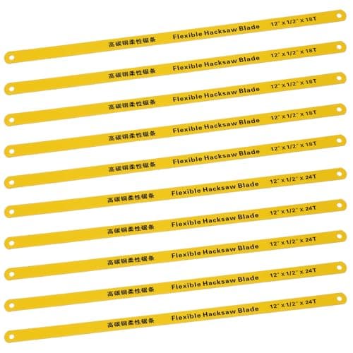 Image of Hacksaw Blade 10 Pack 12" Hacksaw Replacement Blades Set 18T - 24T Carbon Steel Saw Blades with High-Speed Steel Teeth Jig Saw Blade fits Most Hacksaws Frames