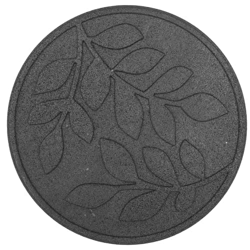 Image of Nicoman LEAF Garden Stepping Stone Recycled Rubber Steps Hard Wearing Heavy Duty Outdoor Pathway Tiles - (Grey, Dia.46cm, Set of 2)