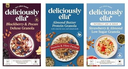 Image of Deliciously ella Granola Variety, Plant-Based, Gluten Free, Blackberry & Pecan, Almond Butter Protein, Strawberry & Almond