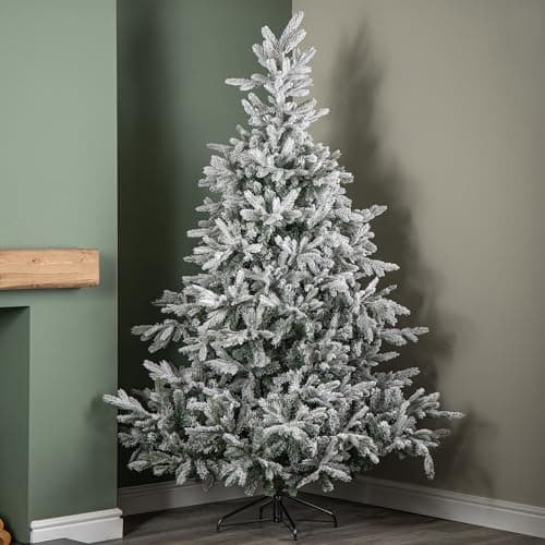 Image of 8ft (2.4m) Snowy Grandis Fir Artificial Christmas Tree with 2935 Tips & Metal Stand
