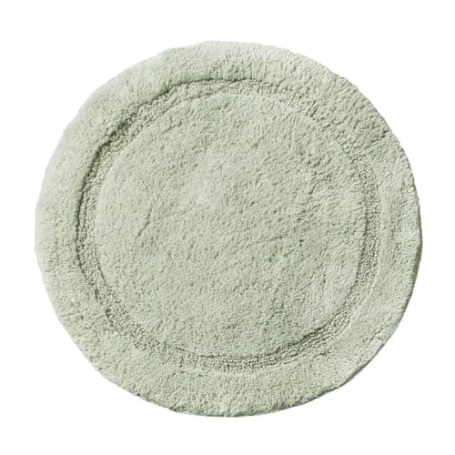 Image of Allure 100% Cotton Round Bath Mat Non Slip - Luxury Deep Pile, Soft & Absorbent, Circle Bathroom Rug (Sage Green)