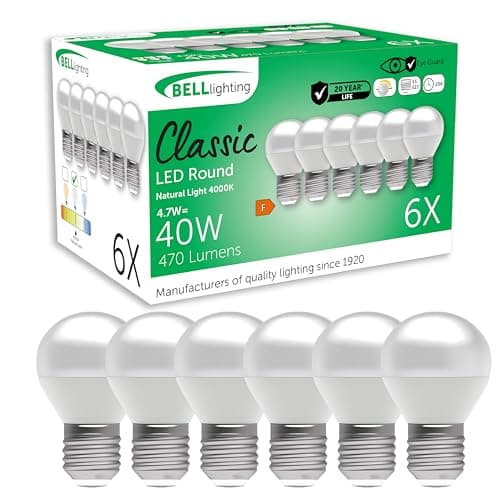 Image of BELL Lighting E27 Edison Screw Cap Dimmable Light Bulb LED Golf Ball 6 Pack | Natural White 4000K | 470 Lumen 4.7W | Energy Saving Round LED Light Bulb | 40W Lamp Equivalent