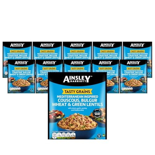 Image of Ainsley Harriott Mediterranean Inspired Tasty Grains (10 x 100g) – Mediterranean-Style Flavoured Grains, Couscous, Rice & Bulgur Wheat, Just Add Water, Quick & Easy, Healthy Convenient Multipack
