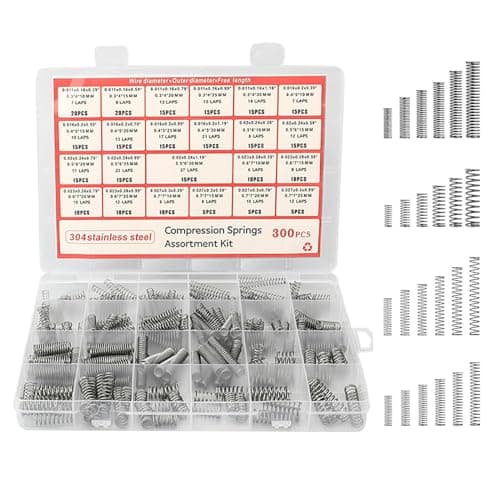 Image of 300 Pcs Compression Springs Assortment Kit, Springs Assorted Extension Spring, Stainless Steel Small Extended Compressed Spring Set, 23 Sizes Coil Sp-rings Spiral Spr-ings Kit For DIY, Repairs