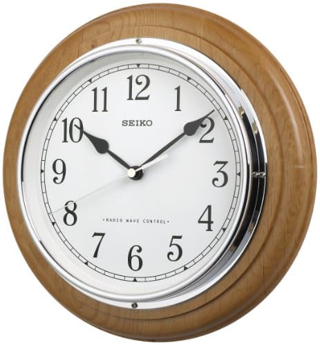 Image of Deluxe Wooden Radio Controlled Seiko Wall Clock,Light Wood,282mm DIAMETER