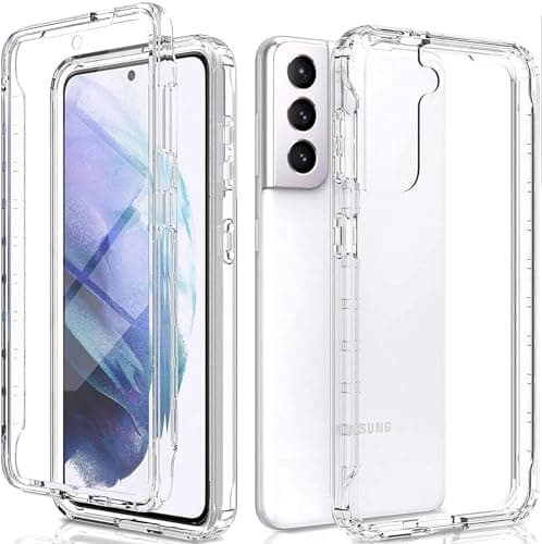 Image of NWNK13 For Samsung Galaxy S21 5G Case Crystal Clear Slim Fit Front & Back 360° Case Built-in Screen Protector Full Body Silicone Gel Mobile Phone Cover for Samsung S21 5G (Clear) (Clear)