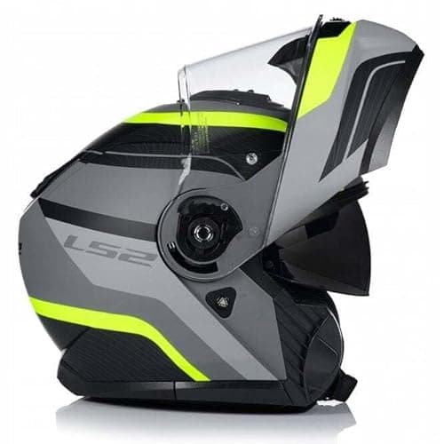 Image of LS2 FF908 STROBE II FLIP-UP MOTORCYCLE MODULAR HELMET Motorbike ECE2206 DVS Touring Racing Helmet, MONZA Matt Black H-Viz Yellow